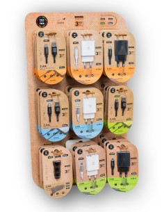 Expositor pack cargadores 9 ganchos, 27 productos