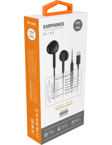 Auriculares HIP negros intraural con USB-C