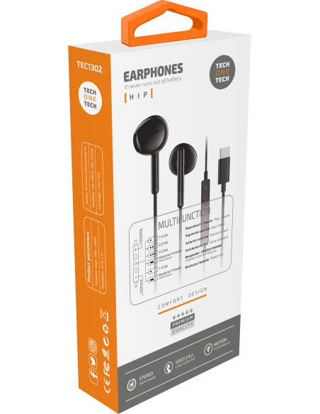 Auriculares HIP negros intraural con USB-C