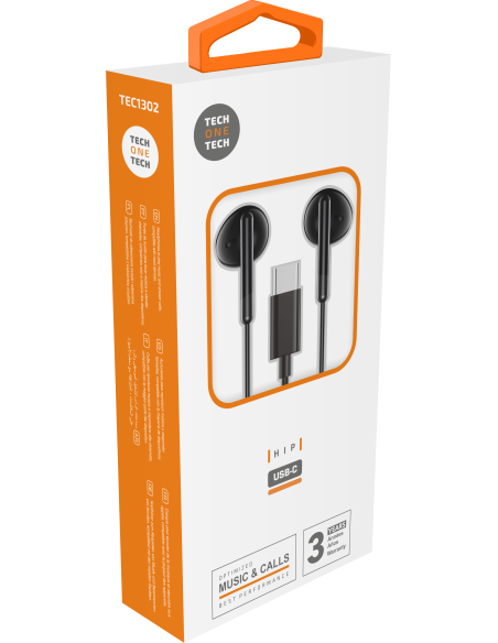 Auriculares HIP negros intraural con USB-C