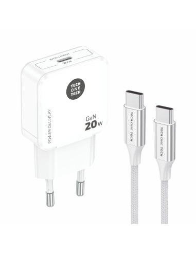 Cargador Ultrarrápido GaN 20w blanco + cable USB-C