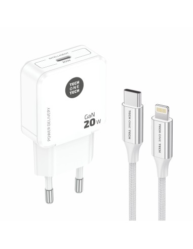 Cargador Ultrarrápido GaN 20w blanco + cable Apple
