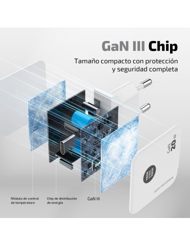 Cargador Ultrarrápido GaN 20w blanco + cable Apple