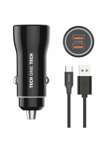 Cargador mechero coche + cable USB-C negro - 12W  