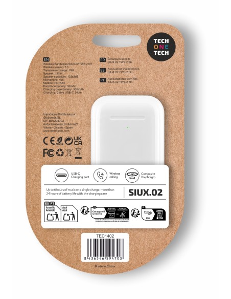 Auriculares inalámbricos SIUX.02 blancos TWS 6H