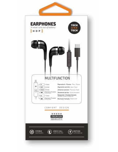 Auriculares HOP negros intrauditivos conect. USB-C