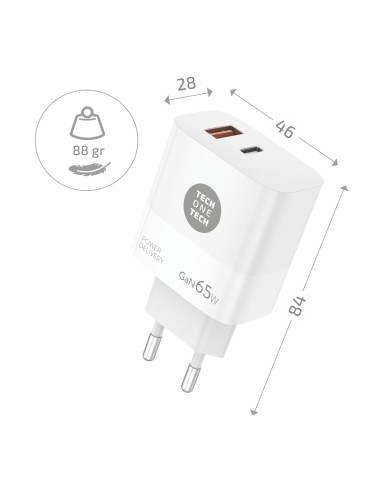 Cargador Notebook/móvil 65W GaN PD + Cable 1,2M 5A