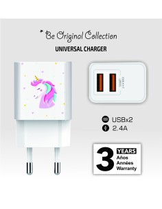 Cargador Unicornio dream, 2x USB, 2,4A 2