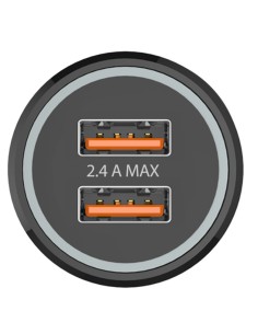 Cargador doble mechero coche negro 2,4A - 12W 2