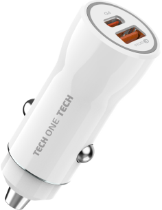 Cargador mechero blanco PD 38W con USB-C + USB-A 2