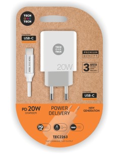 Cargador PD 20W + cable USB-C blanco