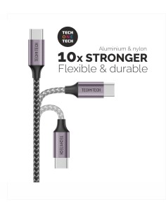 Cable Nylon gris 2m  (USB-A a USB-C) 2,4A 2